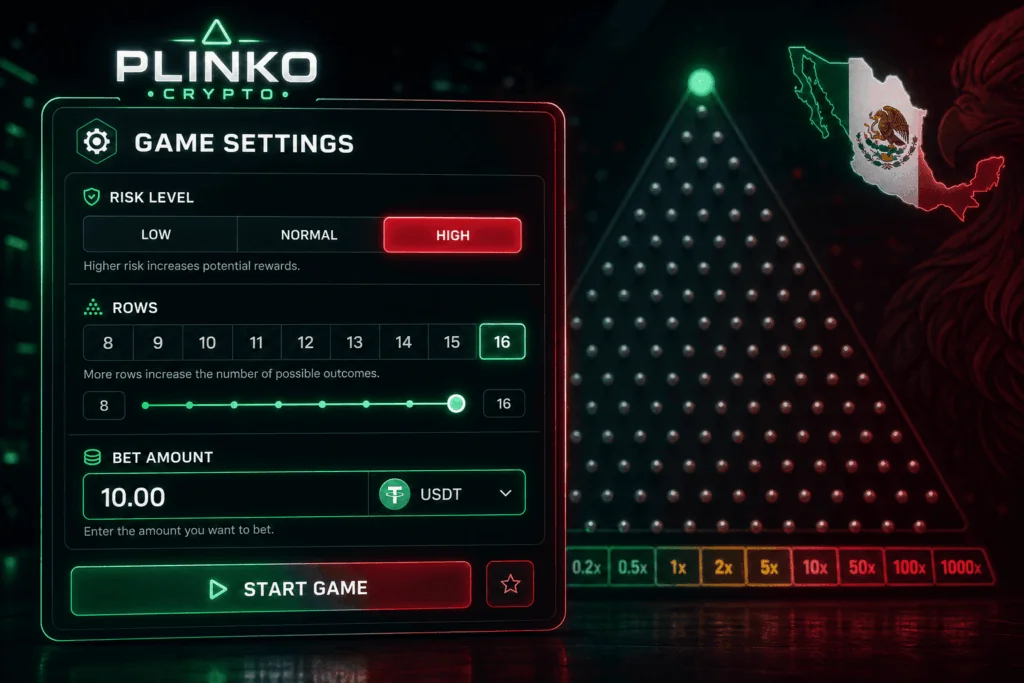 Game settings in plinko crypto game